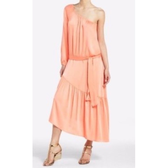 BCBG MaxArzia “Kelli" tangelo orange one shoulder dress - Picture 5 of 5